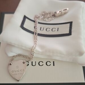 Gucci Silver Heart Charm Necklace